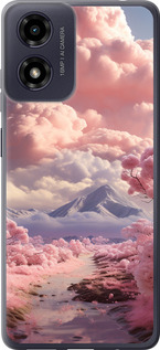 Чехол для Motorola Moto G04 Розовые облака (Фиолетовый)