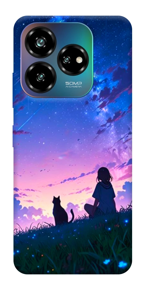 Чохол Space girl and cat для ZTE Nubia V60