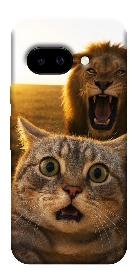 Чехол Shocked cat and lion для Google Pixel 9a