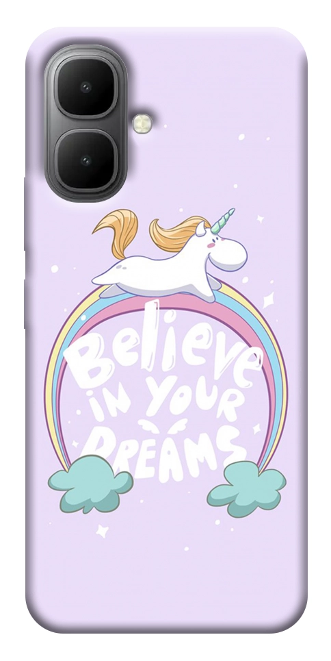 Чехол Believe in your dreams unicorn для Infinix Smart 10
