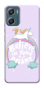 Чехол Believe in your dreams unicorn для Motorola Moto G06
