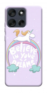 Чехол Believe in your dreams unicorn для Motorola Moto G56 5G