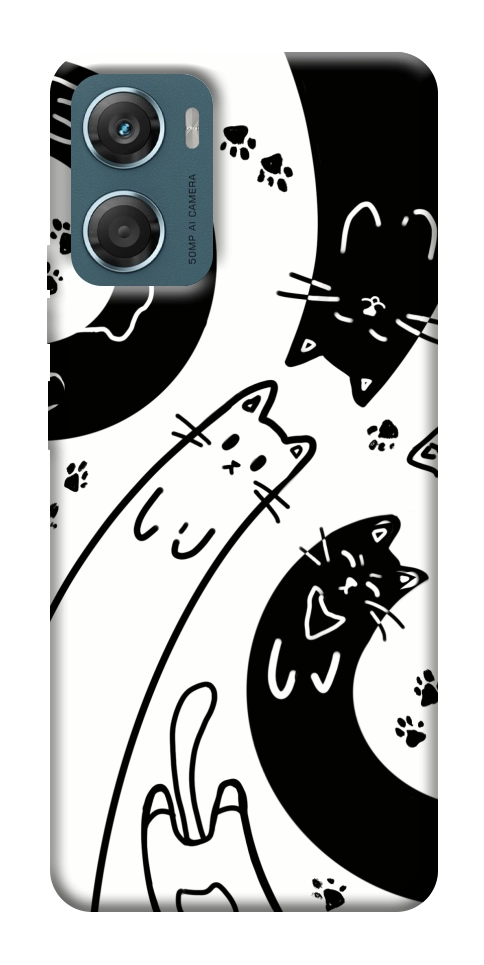 Чехол Черно-белые коты для Motorola Moto G06