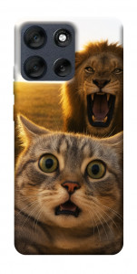 Чехол Shocked cat and lion для Motorola Moto G56 5G