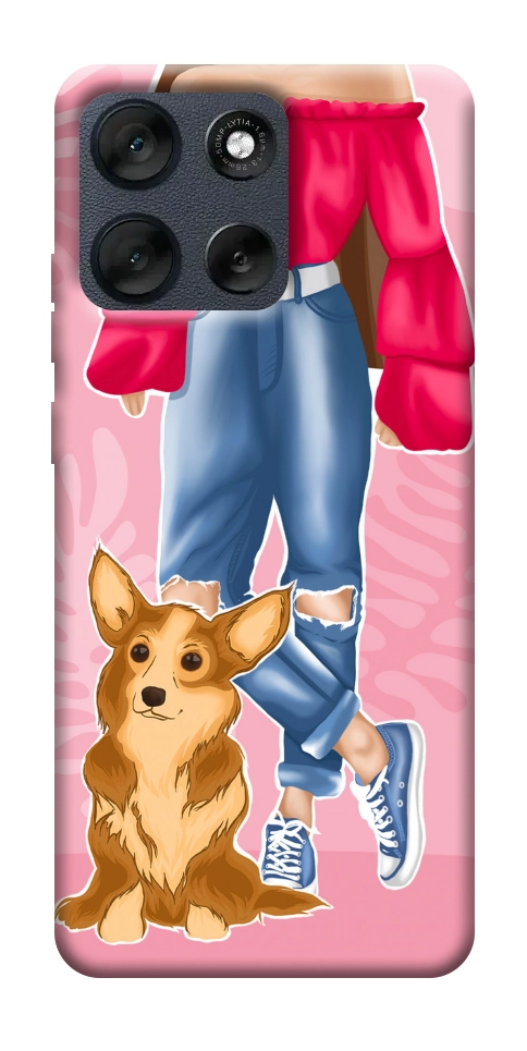Чехол Girl and corgi для Motorola Moto G56 5G