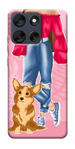 Чехол Girl and corgi для Motorola Moto G56 5G