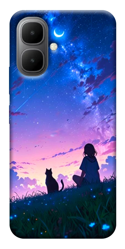 Чехол Space girl and cat для Infinix Smart 10