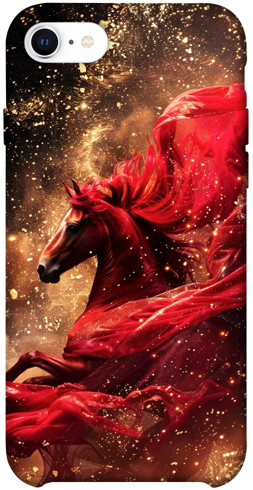 Чохол Red sparkles Horse для iPhone SE (2020)