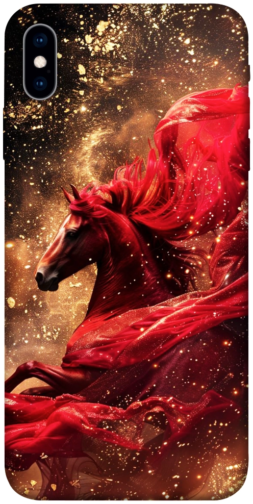 Чехол Red sparkles Horse для iPhone X