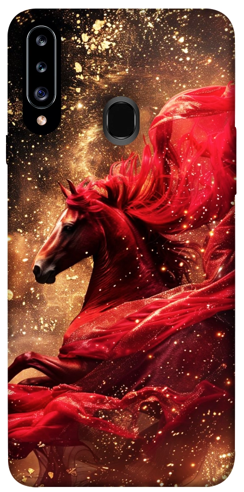 Чехол Red sparkles Horse для Galaxy A20s (2019)
