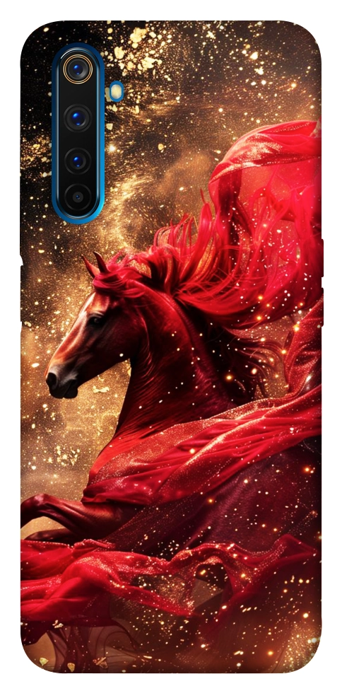 Чехол Red sparkles Horse для Realme 6 Pro