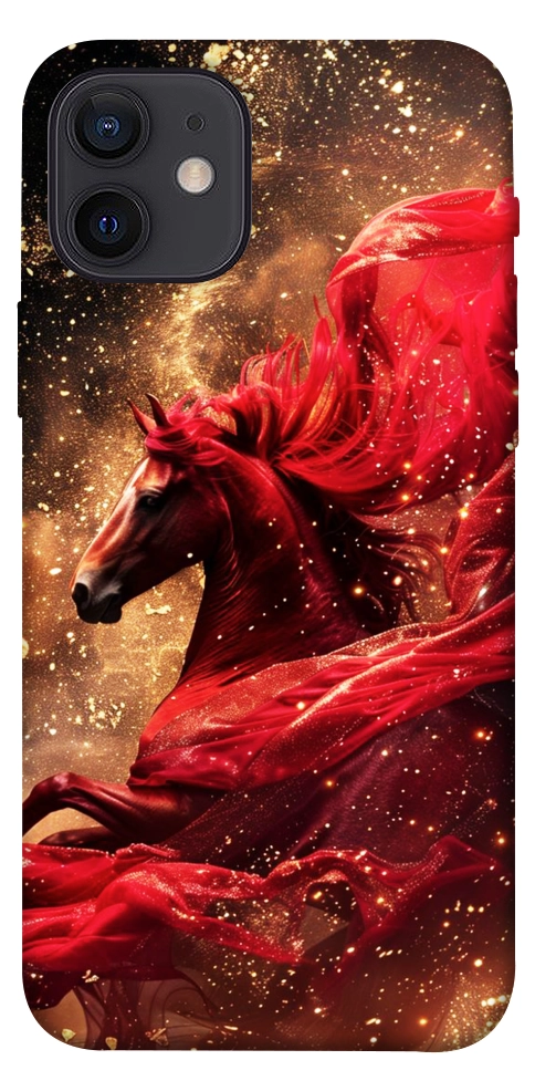 Чехол Red sparkles Horse для iPhone 12