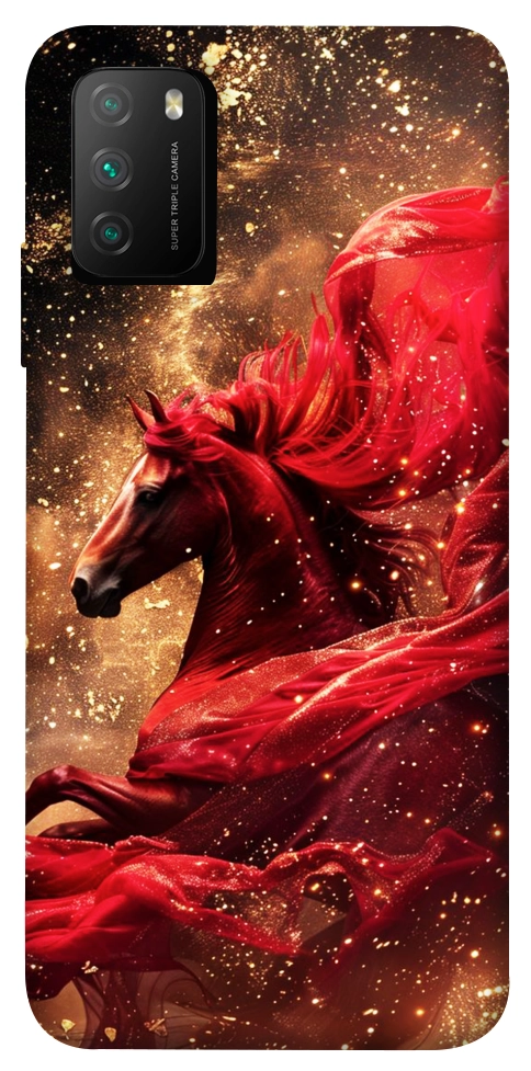 Чехол Red sparkles Horse для Xiaomi Poco M3