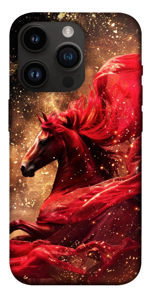 Чехол Red sparkles Horse для iPhone 14 Pro