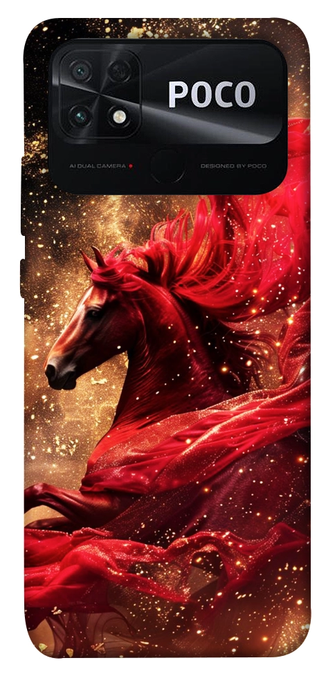 Чехол Red sparkles Horse для Xiaomi Poco C40