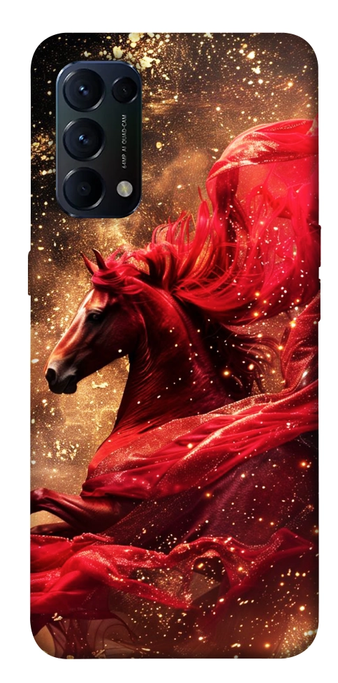 Чехол Red sparkles Horse для Oppo Reno 5 4G