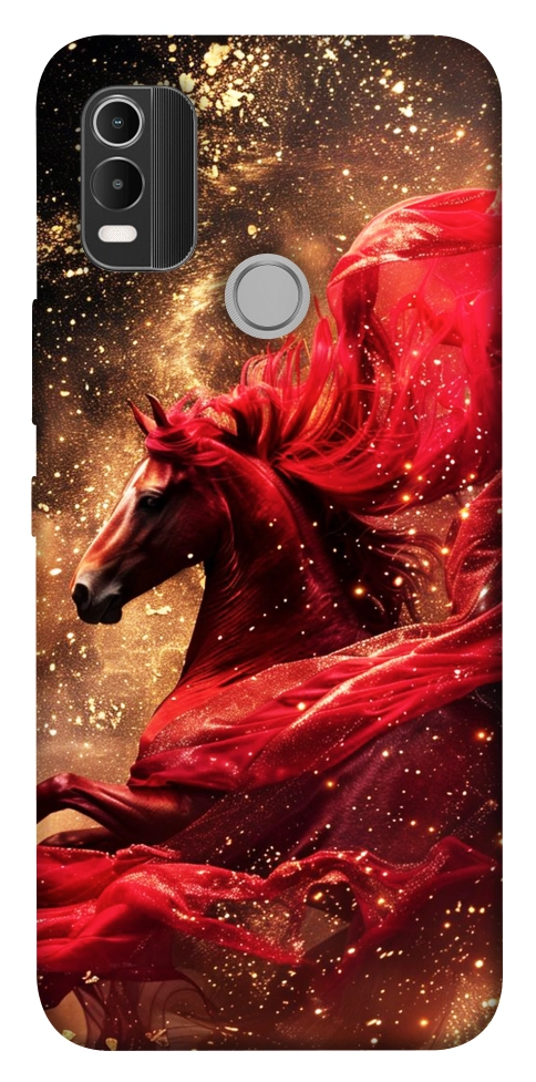 Чехол Red sparkles Horse для Nokia C21 Plus