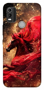 Чехол Red sparkles Horse для Nokia C21 Plus