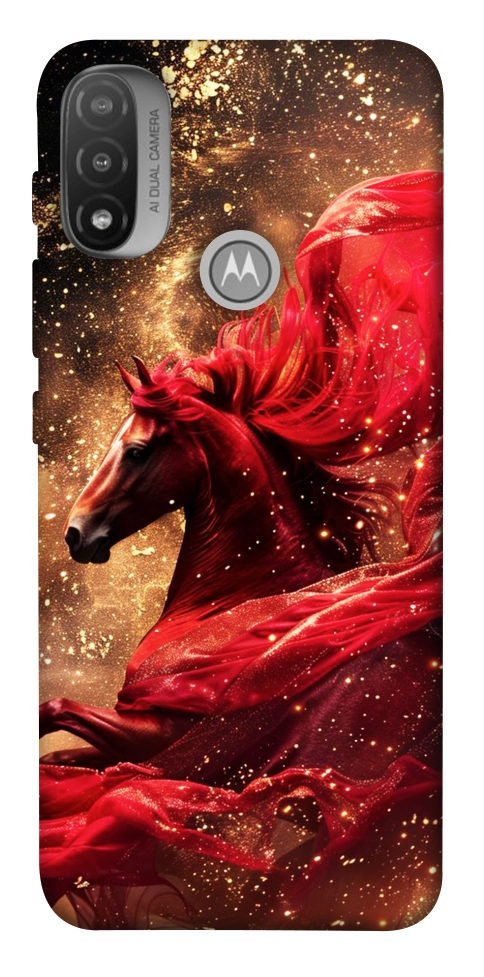 Чохол Red sparkles Horse для Motorola Moto E20