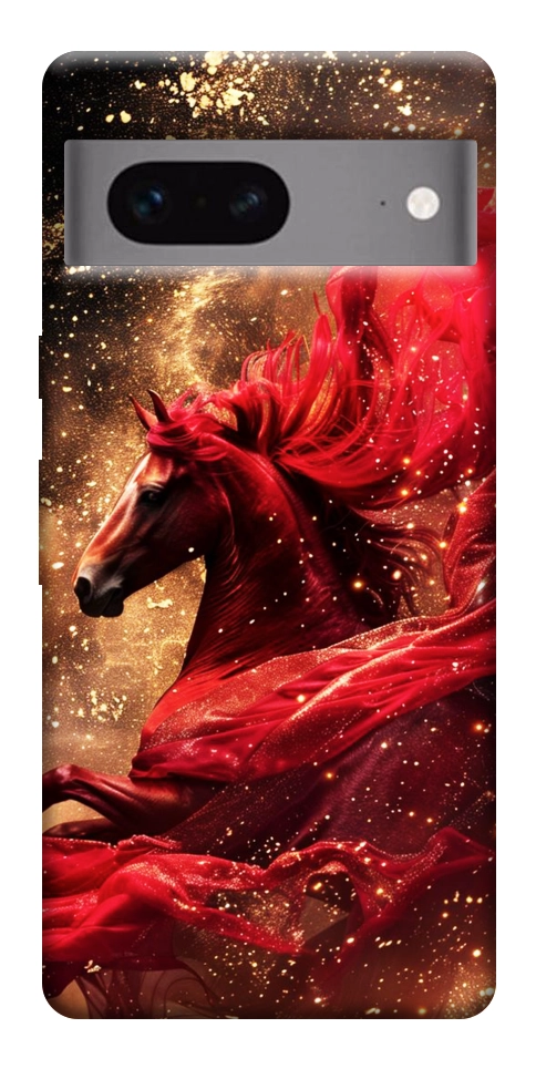 Чехол Red sparkles Horse для Google Pixel 7