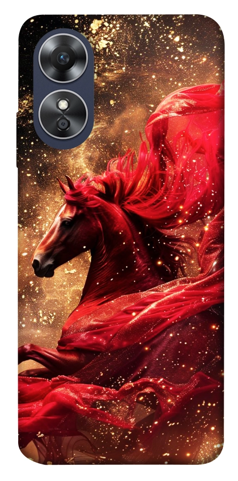 Чехол Red sparkles Horse для Oppo A17