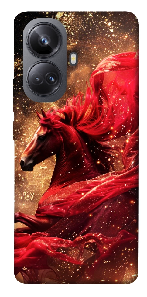 Чехол Red sparkles Horse для Realme 10 Pro+