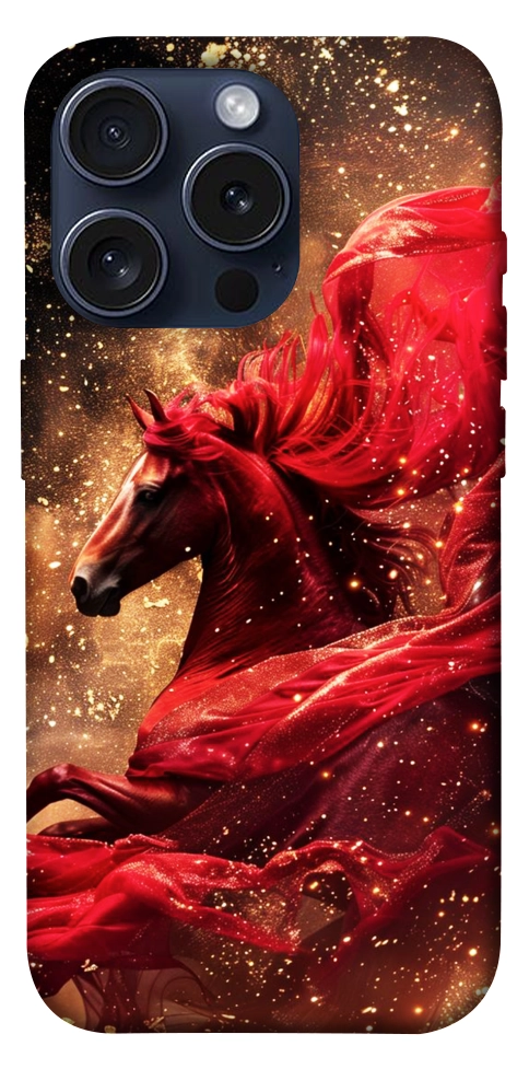 Чехол Red sparkles Horse для iPhone 15 Pro