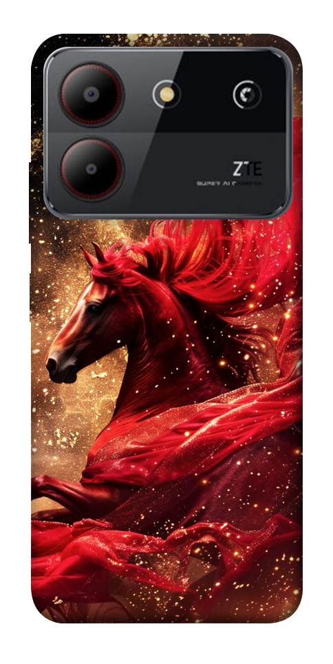 Чехол Red sparkles Horse для ZTE Blade A54 4G