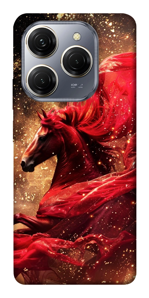 Чехол Red sparkles Horse для TECNO Spark 20 Pro