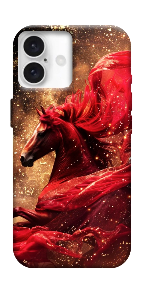 Чехол Red sparkles Horse для iPhone 16