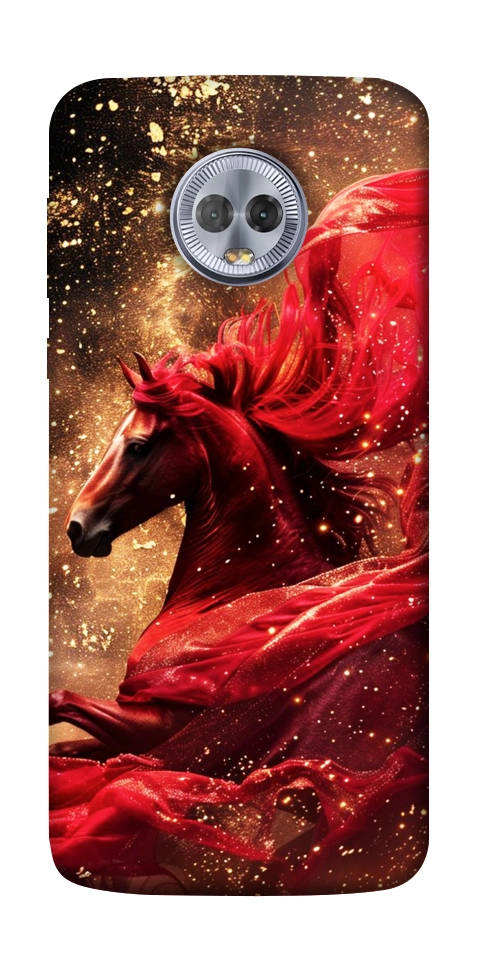 Чехол Red sparkles Horse для Motorola Moto G6 Plus
