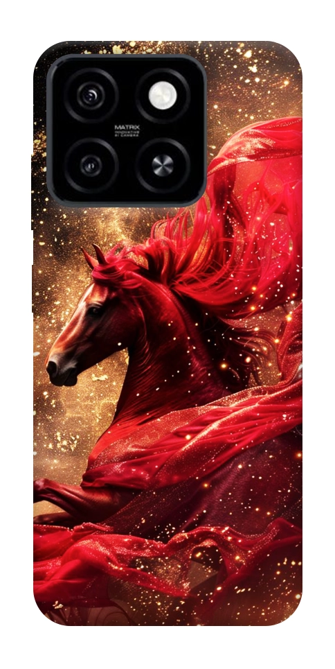 Чехол Red sparkles Horse для ZTE Blade A55 4G