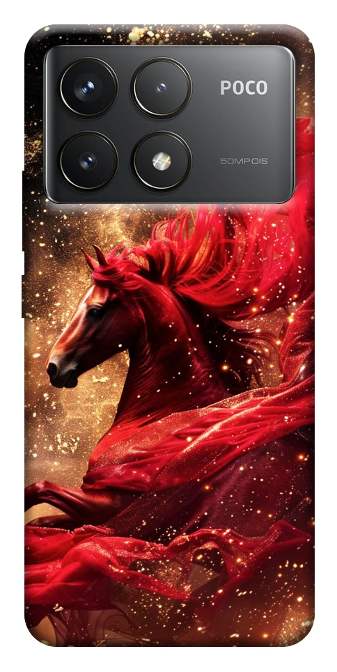 Чехол Red sparkles Horse для Xiaomi Poco F6 Pro