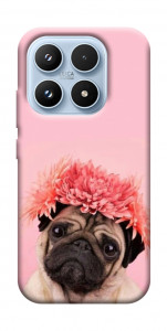 Чехол Мопс с цветами для Xiaomi 17