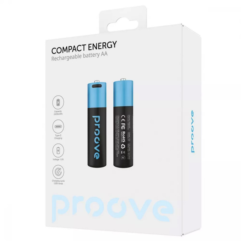 Фото Аккумуляторные батарейки Proove Compact Energy Pro AA 2 pcs (White) на vchehle.ua