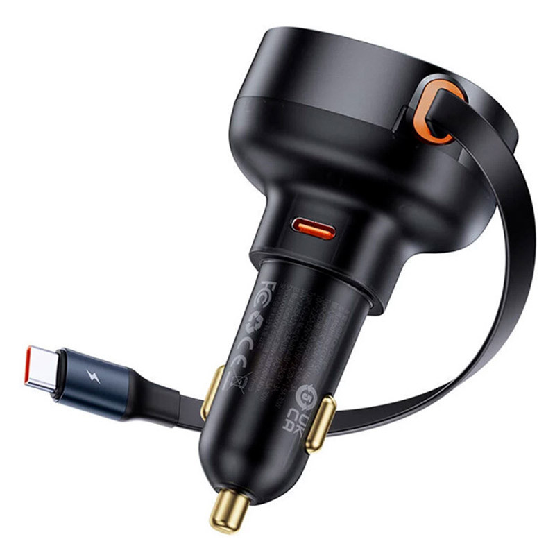 Фото АЗП Baseus Enjoyment Pro 60W (1USB-C) + висувний кабель Type-C (C00057802111-01) (Cluster Black) в маназині vchehle.ua