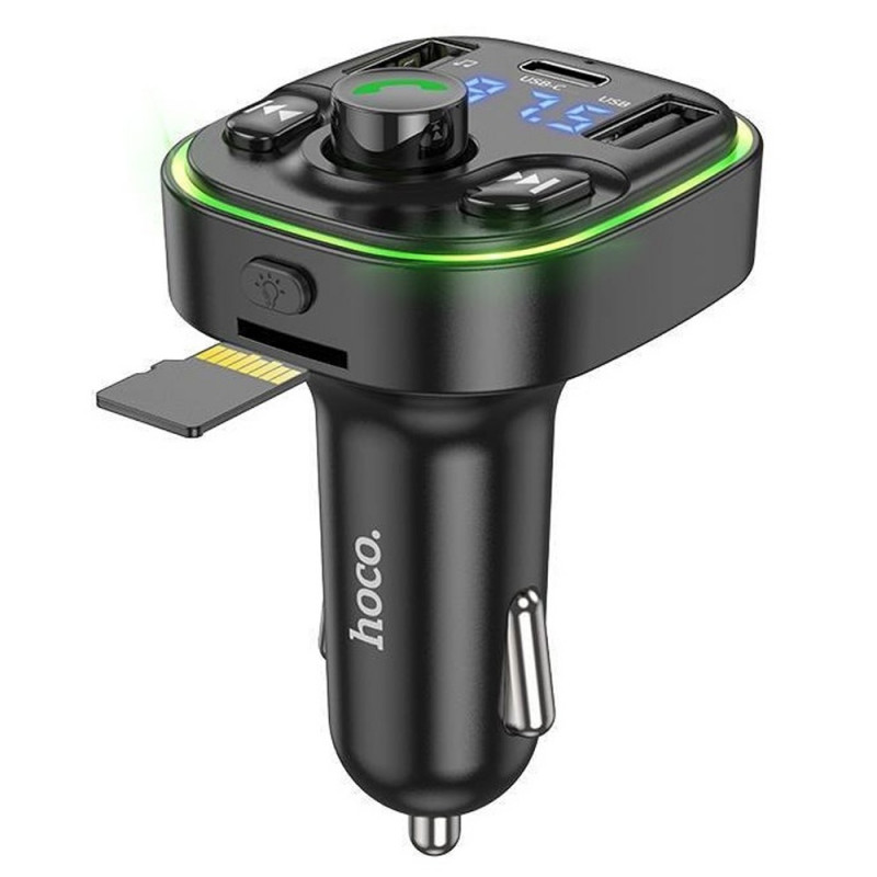 Фото АЗУ FM модулятор Hoco DE5 PD20W+QC3.0 (2USB-A/1C) (Black) на vchehle.ua