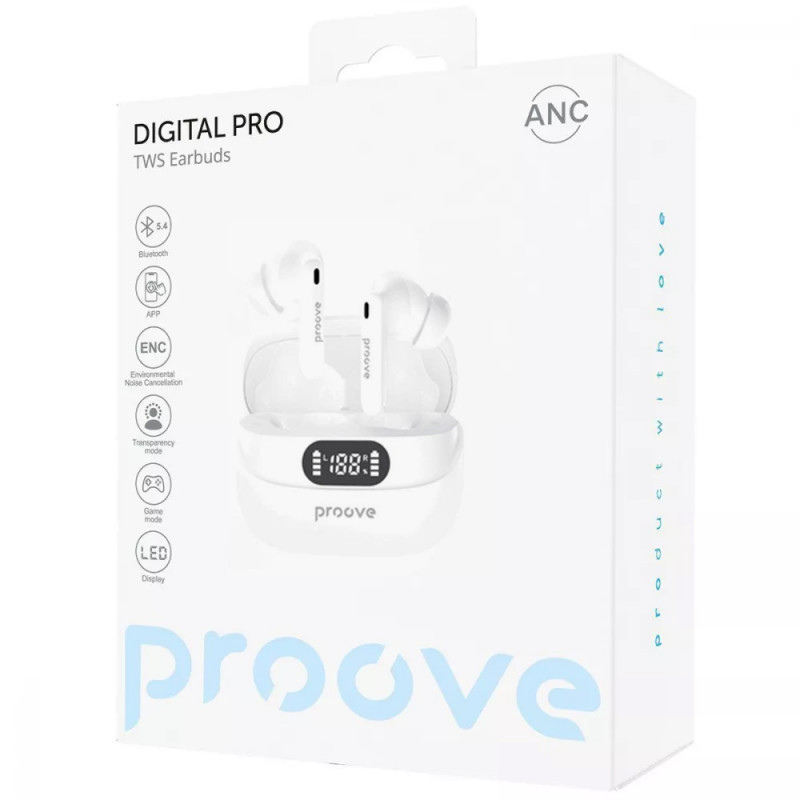 Заказать Беспроводные TWS наушники Proove Digital Pro with ANC (APP) (White) на vchehle.ua