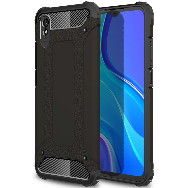 Броньований протиударний TPU+PC чохол Immortal на Xiaomi Redmi 9A (Чорний)