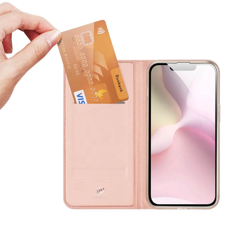 Фото Чехол-книжка Dux Ducis с карманом для визиток для Apple iPhone 16e / 17e (6.1") (Rose Gold) на vchehle.ua