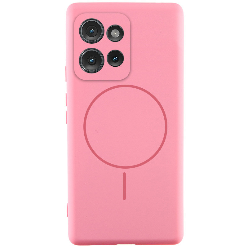 Чехол Silicone Cover Lakshmi Full Camera (AA) with Magnetic Fit для Motorola Moto G75 5G (Розовый / Light pink)