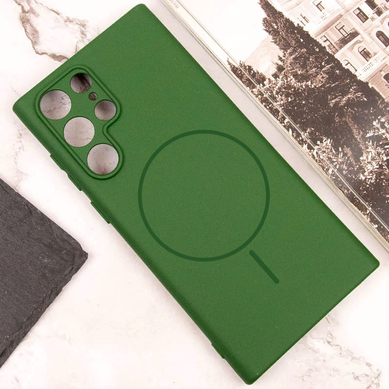 Фото Чехол Silicone Cover Lakshmi Full Camera (AA) with Magnetic Fit для Samsung Galaxy S23 Ultra (Зеленый / Dark green) в магазине vchehle.ua