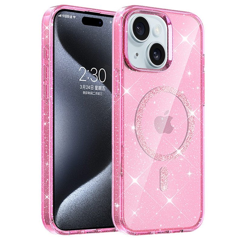 Чехол TPU Eclipse Sparkle Magnetic Fit для Apple iPhone 14 / 13 (6.1") (Pink)