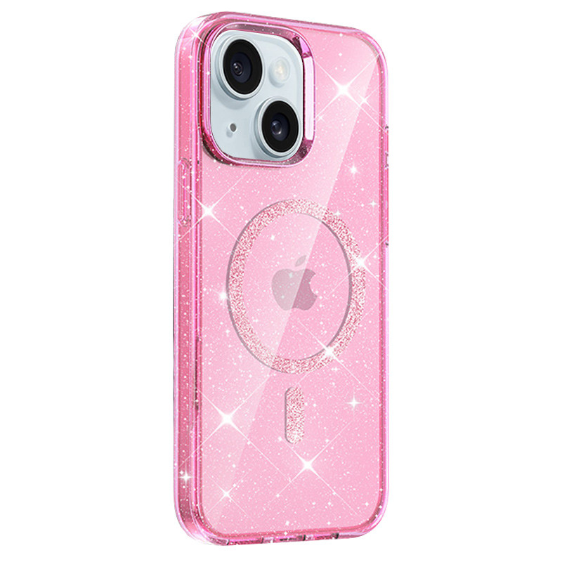 Фото Чехол TPU Eclipse Sparkle Magnetic Fit для Apple iPhone 14 / 13 (6.1") (Pink) на vchehle.ua