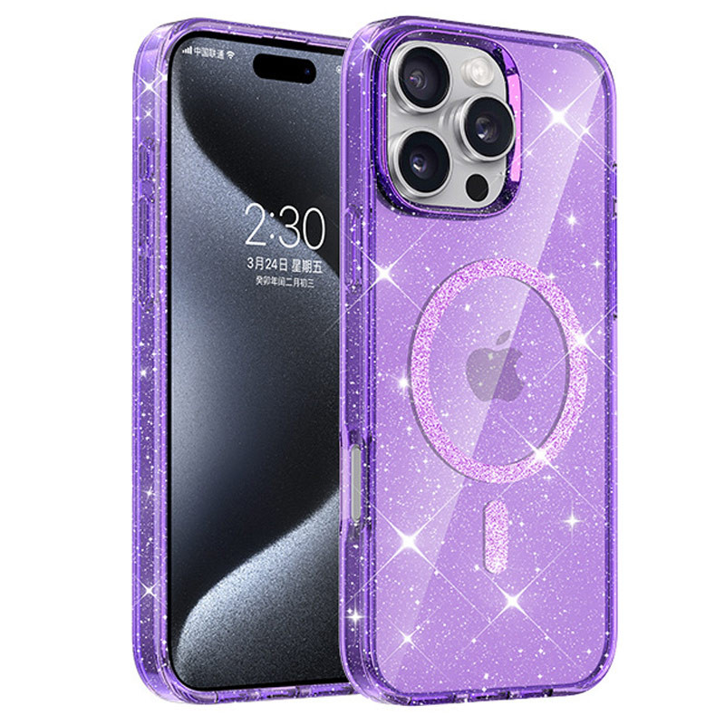Чехол TPU Eclipse Sparkle Magnetic Fit для Apple iPhone 16 Pro Max (6.9") (Purple)
