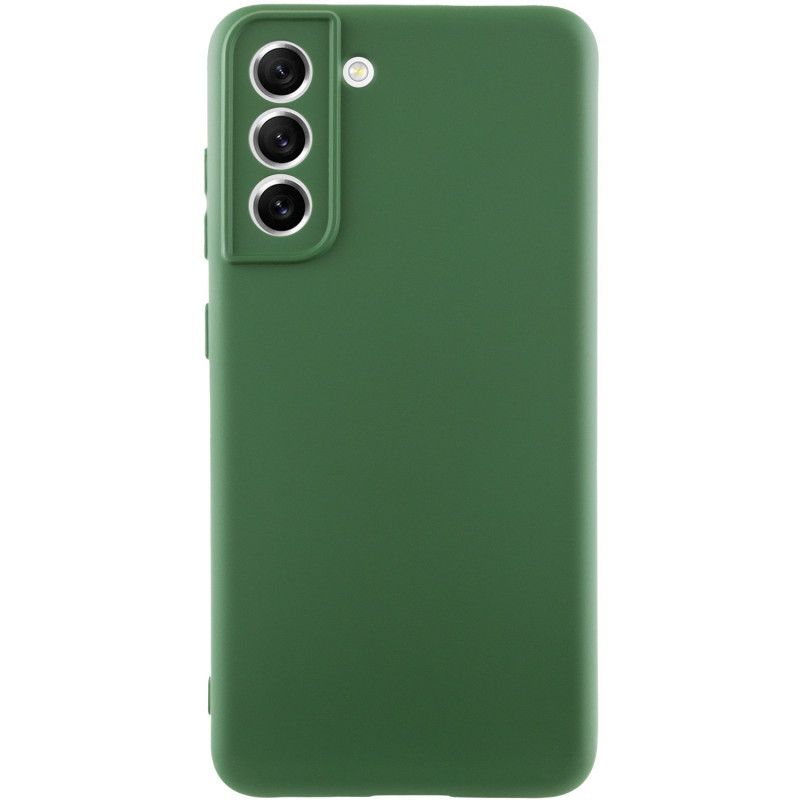 Чехол TPU GETMAN Liquid Silk Full Camera для Samsung Galaxy S21 FE (Зеленый / Dark green)
