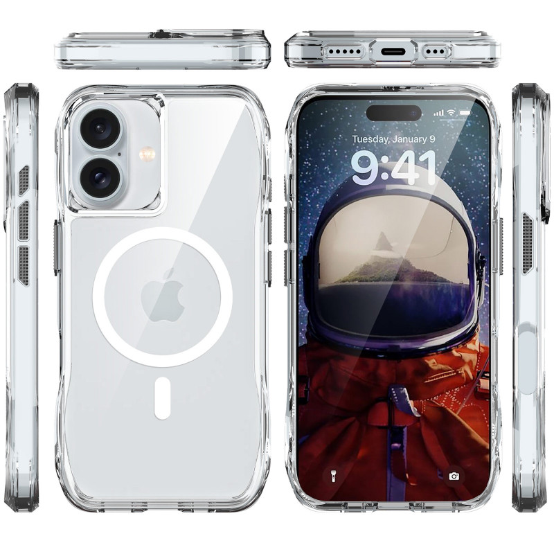Фото Чехол TPU Octagon with Magnetic Safe для Apple iPhone 16 (6.1") (Clear) в магазине vchehle.ua