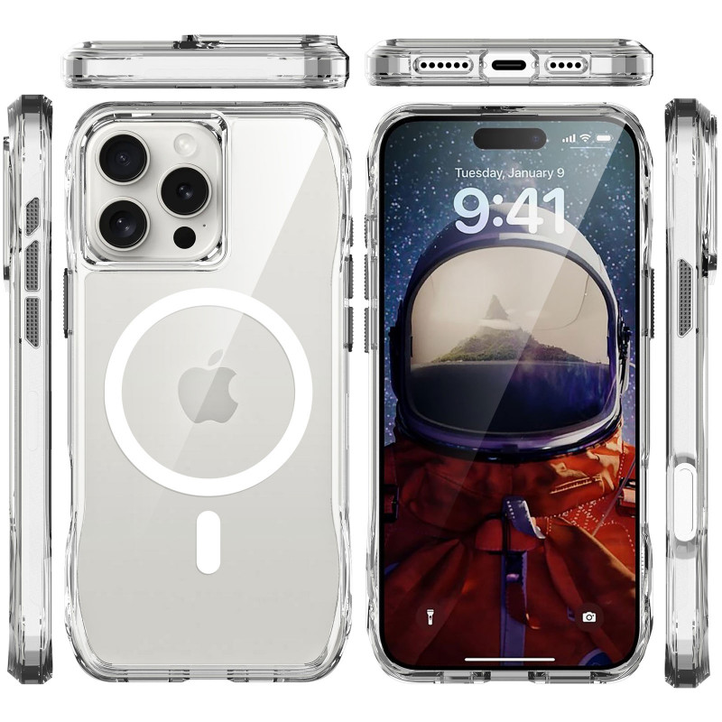 Фото Чохол TPU Octagon with Magnetic Safe на Apple iPhone 16 Pro (6.3") (Clear) в маназині vchehle.ua