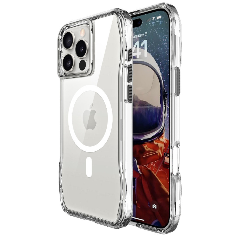 Фото Чохол TPU Octagon with Magnetic Safe на Apple iPhone 16 Pro Max (6.9") (Clear) на vchehle.ua