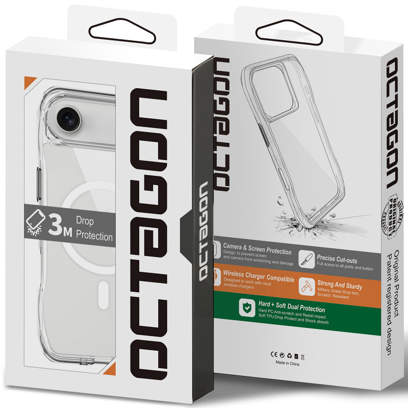 Купить Чехол TPU Octagon with Magnetic Safe для Apple iPhone 17 Air (6.5") (Clear) на vchehle.ua